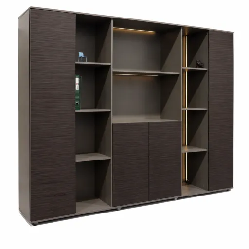 Armário Misto Naturline 2400x400x1800mm | HDF Alta Densidade | Acabamento Texturizado | Bordas em PVC e Folheado Efeito Pele