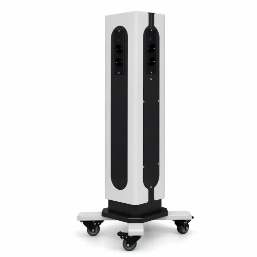 Coluna de Carregamento Plugtower Móvel com USB e Wireless Branca e Preta