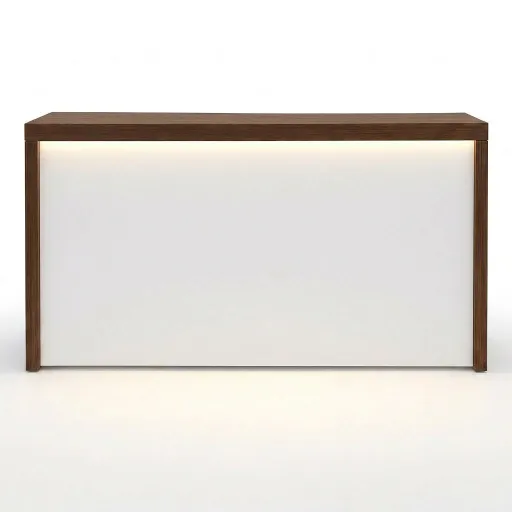 Balcão de Receção Fercia 4 Branco e Nogueira com LED: Design 1600