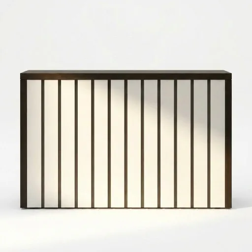 Balcão de Receção Fercia 4 Ripado Branco e Nogueira: Design 1800