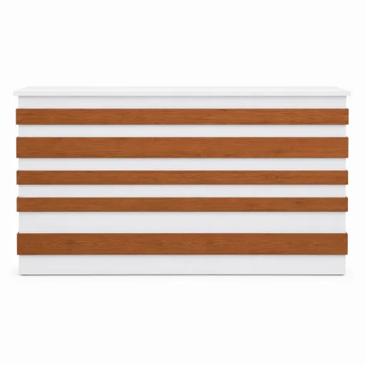 Balcão de Receção Fercia 2 Branco e Cerejeira: Elegância Linear 2000