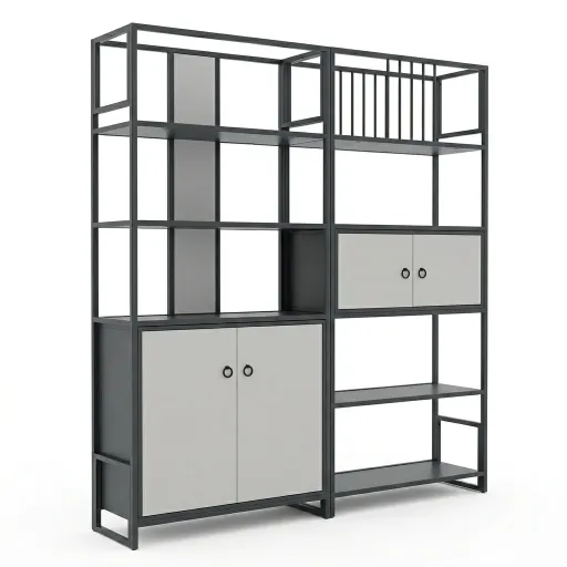 Estante de Arrumação Vereda Preta e Cinza: Design Industrial e Organização