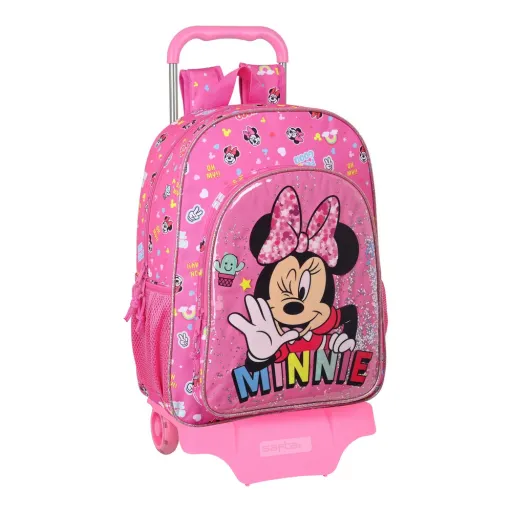 Mochila Escolar com Rodas Minnie Mouse Lucky Cor de Rosa 33 x 42 x 14 cm
