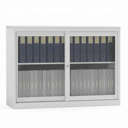 Armário de Escritório com Portas de Vidro Transparente 800x800x420mm Sem Tampo - Ind
