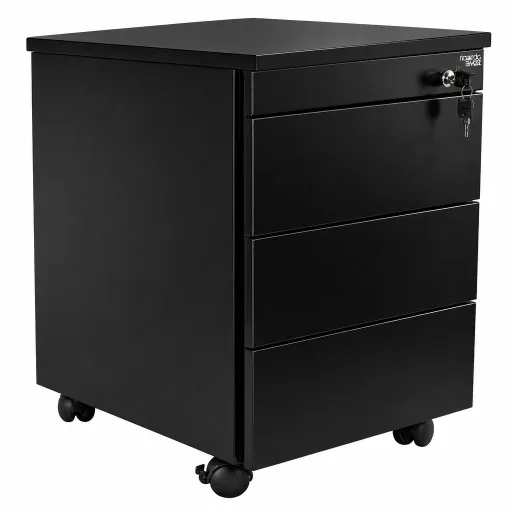 Bloco de Gavetas Metálico com Rodas 400x540x520 mm Preto - Riva