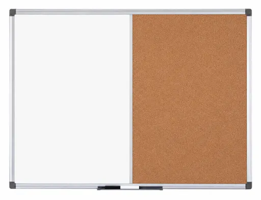 Bi-Office – Quadro Combinado Maya 45x60 cm Cortiça / Branco Magnético Moldura Alumínio
