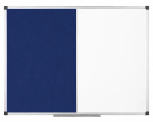 Bi Office - Quadro Combinado 45x60cm Feltro Azul / Branco Magnético Moldura Alumínio Maya