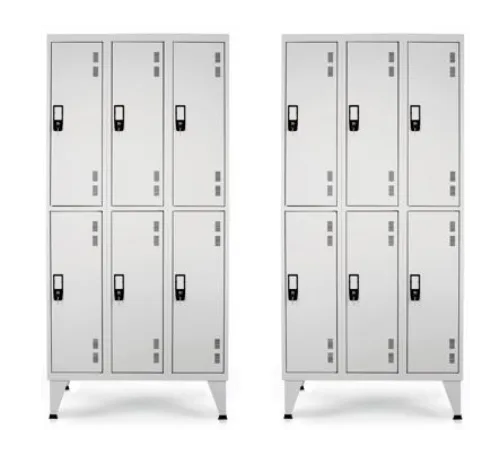 Pack 2 Cacifos Metálico Triplo 6 Cacifos 1900x900x500 mm Cinza Standard