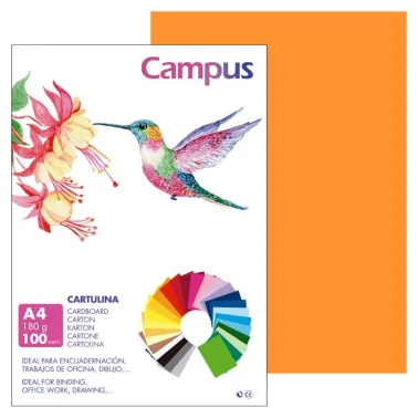 Cartolina Campus A4 180G Laranja - Campus