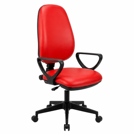 Cadeira Operativa WorkLite Braços Semi-Pele Vermelho Riva