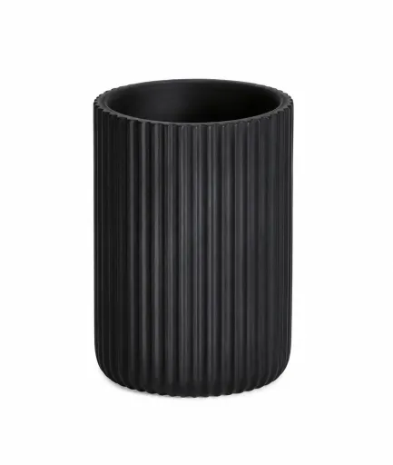Porta-Escovas Andrea House Riscas Preto Polipropileno Ø7x10 cm