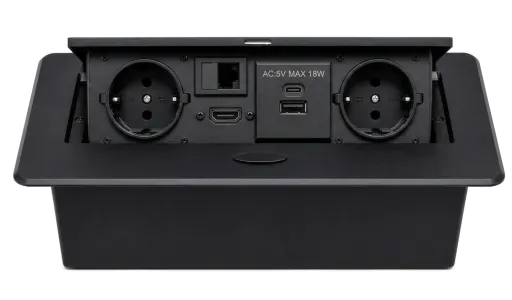 Caixa de Tomadas Embutida para Secretária Escritório com USB-C USB e RJ45