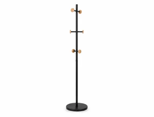 Cabide em Metal Preto e Madeira – Organizador Robusto e Elegante para Casa e Escritório