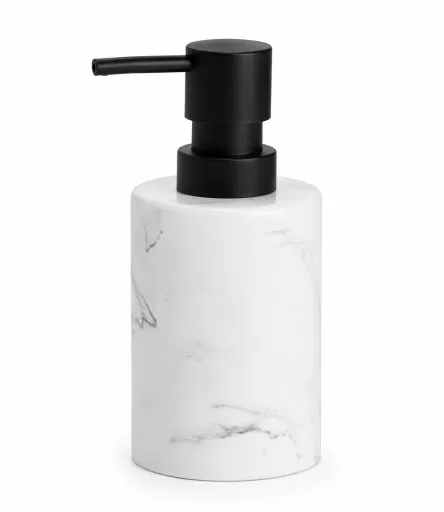 Doseador de Sabão em Cerâmica Efeito Mármore Branco e Preto Andrea House 300 ml – Design Moderno e Sofisticado