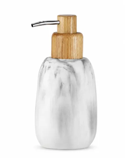 Doseador Sands Efeito Mármore e Madeira Ø8×17 cm – Design Elegante e Natural