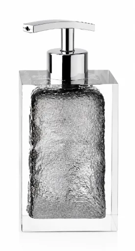Doseador de Sabão ICE Preto e Transparente 7,5×6×17 cm – Design Moderno em Acrílico Tipo Gelo