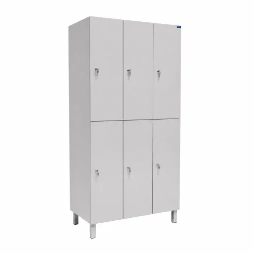 Cacifo Triplo 6 Portas Cinza com Fechadura de Chave  Riva Office