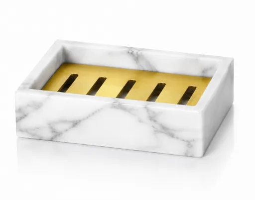 Saboneteira Efeito Mármore Minimalista em Resina – Design Elegante para Casa de Banho Moderna