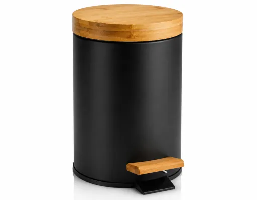 Cesto de Pedal Andrea House Bambu e Metal 3L Ø17x26 cm – Design Natural e Elegante