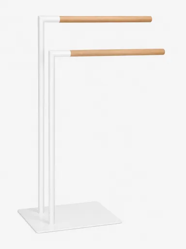 Toalheiro de Chão em Metal Branco com Madeira – Andrea Toalheiro de Chão Andrea House Branco e Madeira 46x24x81 cm