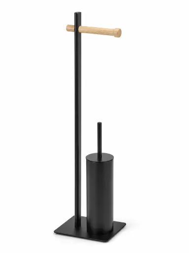 Suporte WC 2 em 1 Andrea House Preto Mate 20x16x76 cm