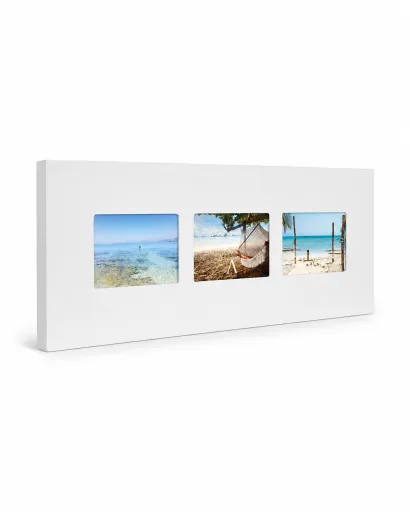 Moldura de Parede Branca para 3 Fotos 61x23 cm
