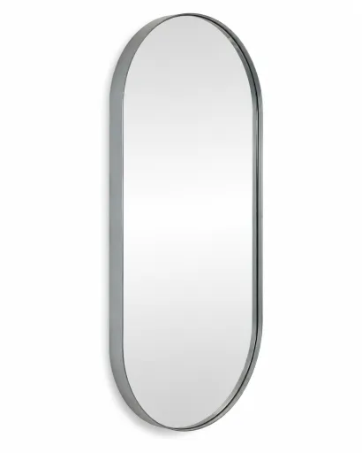 Espelho Oval Andrea House Metal Cinza 55x25 cm