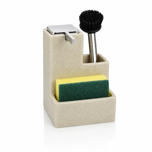 Dispensador 3 em 1 Andrea House Efeito Areia com Porta-Escovas 20 cm