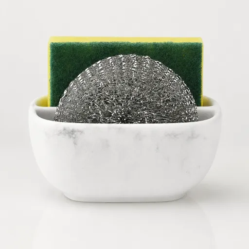 Suporte para Esponja e Esfregão Efeito Mármore 12,5 x 9,5 x 6 cm