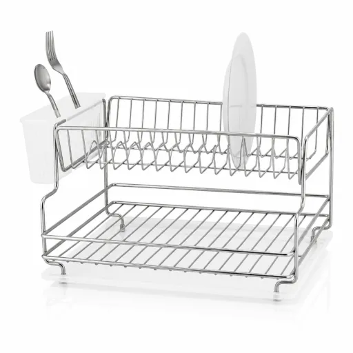 Escorredor de Louça em Aço Inoxidável de Dois Níveis – Organização e Eficiência na Cozinha