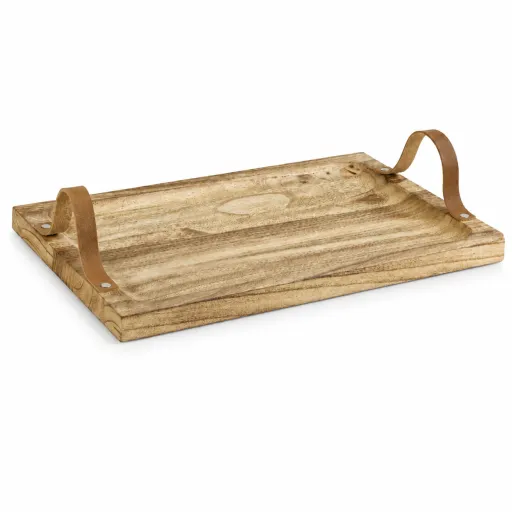 Bandeja em Madeira Natural 36x26x2 cm – Design Simples e Elegante