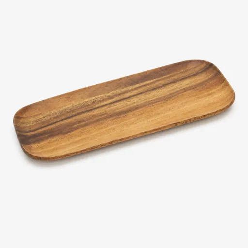 Bandeja em Madeira de Acácia 12x25x2 cm – Design Natural e Compacto