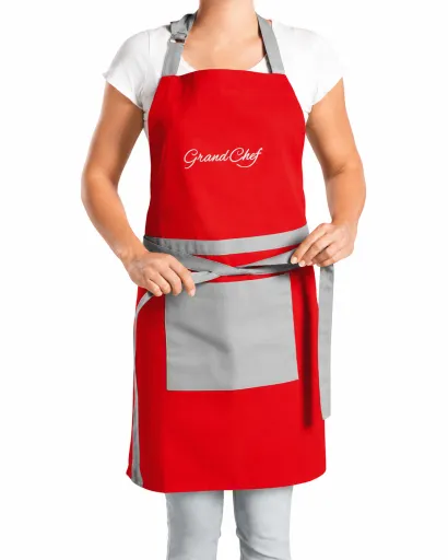 Avental Grandchef Vermelho – Algodão Ajustável com Bolso Frontal