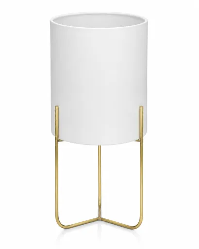 Candeeiro de Mesa Branco e Bronze Ø30 x 50 cm