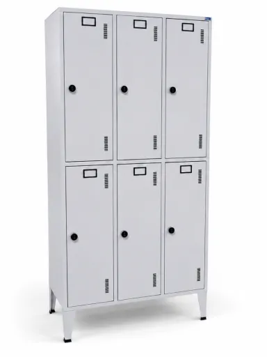 Cacifo Metálico Triplo Cinza 6 Cacifos com Fechadura Eletrónica RFID – 1900x900x500 mm
