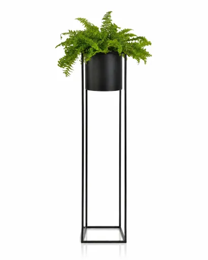 Vaso Decorativo em Metal Preto Fosco 25,5 x 25,5 x 100 cm