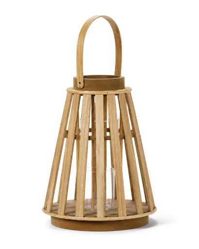 Porta-Velas em MDF com Vidro Interior Natural 26,5 x 32 cm