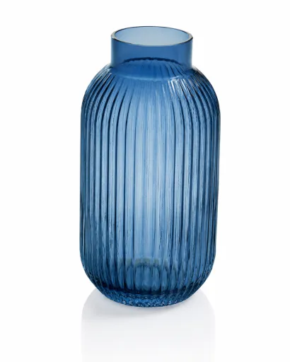 Vaso Decorativo em Vidro Azul Formato Concha 15 x 30 cm
