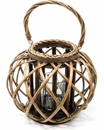 Lanterna Decorativa em Madeira com Vidro Interior 30 cm – Estilo Natural e Elegante