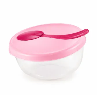 Prato Fundo de Viagem com Colher Papu Papi Tescoma Rosa – Infantil e Prático