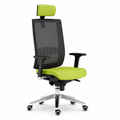 Cadeira Executiva Ergonómica Kind Net Verde com Rede e Braços 3D
