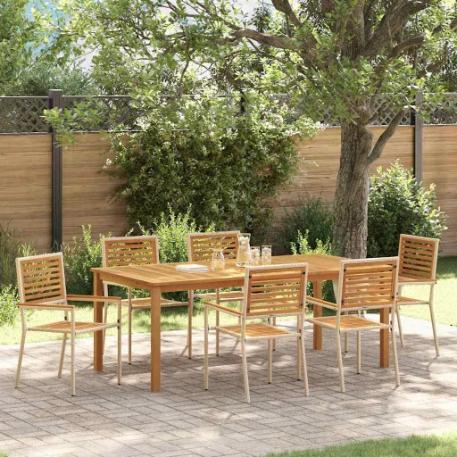 Conjunto de Jantar para Jardim   Bege (7 pcs)