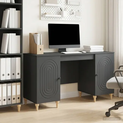 Mesa Preto 142,5 x 50 x 75 cm Derivados de Madeira