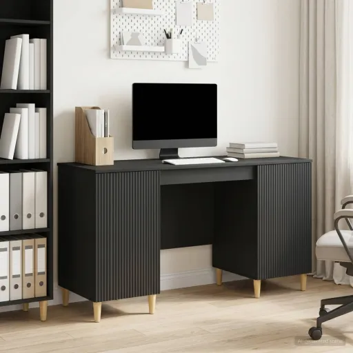 Mesa com Porta Preto 142,5 x 50 x 75 cm Derivados de Madeira