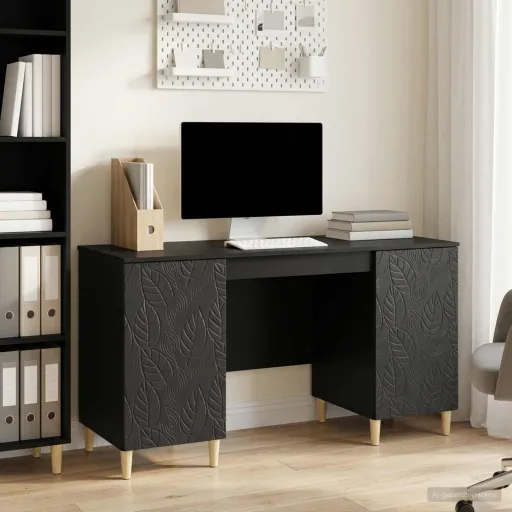 Mesa Preto 142,5 x 50 x 75 cm Derivados de Madeira
