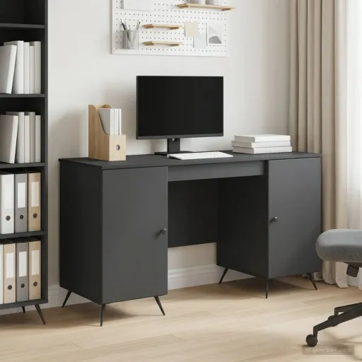 Mesa Preto 142,5 x 50 x 75 cm Derivados de Madeira