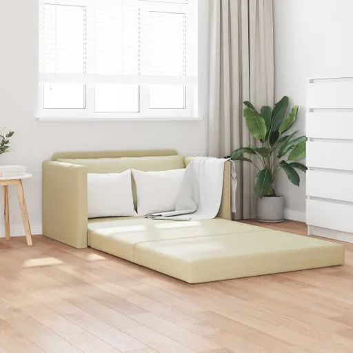 Sofá-Cama Creme 124 x 71 x 78 cm Couro Artificial