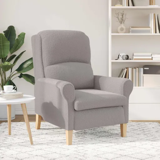 Poltrona Cinzento-Claro Tecido Soft Sherpa