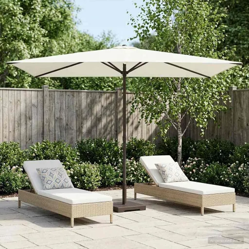 Guarda-Sol de Jardim 200 x 300 cm Poliéster Retangular Creme