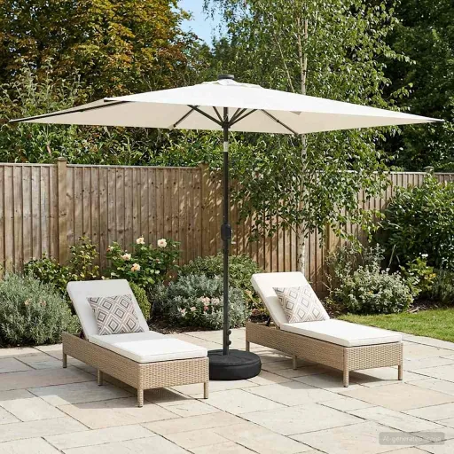 Parasol de Jardim com Luzes LED e Base 200 x 300 cm Poliéster